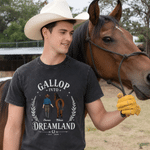 Personalized Multicolor Cartoon Cowboy Character & Horse T-Shirt with Name and Year Cowboy-Themed Decor Daily Wear Birthday Gift for Horse Lovers