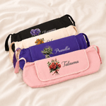 Personalised Oil Painting Birth Flower Portable Heating Rod Storage Bag with Name Travel Accessories Christmas Gift for Women