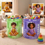 Personalized Cartoon Character Storage Laundry Basket with Name and Durable Handles Back to School Birthday Gift for Kids