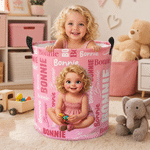 Personalized Cartoon Character Storage Laundry Basket with Name and Durable Handles Back to School Birthday Gift for Kids