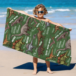 Personalised Colourful Dinosaur Soft Quick Drying Oversized Beach Towel with Name Beach Holiday Travel Birthday Gift for Kid