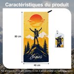 Serviette de sport portable personnalisée avec nom et motif - Randonnée et plein air et séchage rapide - Cadeau d'anniversaire pour randonneurs