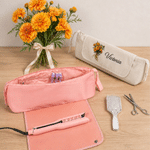 Personalised Oil Painting Birth Flower Portable Heating Rod Storage Bag with Name Travel Accessories Christmas Gift for Women