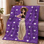 Personalized Cartoon Character Photo Multicolor Soft Throw Blanket with Name Home Decor Birthday Gift for Kids Boys Girls