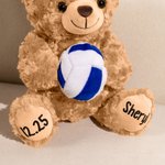 Personalised Sports Ball Cute Bear Soft Stuffed Plush Toy with Texts Valentine’s Day Birthday Gift for Boys Girls Sports Lovers