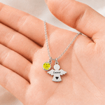Personalised Heart Angel Birthstone Necklace with Name Memorial Jewellery Remember Anniversary Gift for Mum Grandma Woman