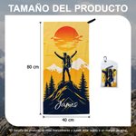 Toalla deportiva personalizada de secado rápido con nombre cordón y silueta de senderista regalo de cumpleaños para senderistas