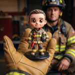 Personalized Creative Photo to 3D Cartoon Firefighter Statue Ornament with Text Office Desk Decoration Birthday Gift for Firefighters Collectors