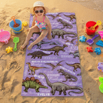 Personalised Colourful Dinosaur Soft Quick Drying Oversized Beach Towel with Name Beach Holiday Travel Birthday Gift for Kid