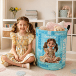 Personalized Cartoon Character Storage Laundry Basket with Name and Durable Handles Back to School Birthday Gift for Kids