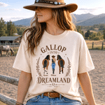 Personalized Multicolor Cartoon Cowboy Character & Horse T-Shirt with Name and Year Cowboy-Themed Decor Daily Wear Birthday Gift for Horse Lovers