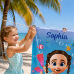 Personalized Cute Cartoon Diving Kids Clear Acrylic Clip with Name Set of 2 Daily Use Summer Vacation Birthday Gift for Kids
