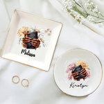 Personalised Birth Flower Nail Art Bible Faith Ceramic Circle Square Jewellery Dish with Name Daily Use Birthday Gift for Black Christian Woman