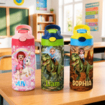 Personalized Fantasy Unicorn Dinosaur 12 oz Insulated Water Bottle with Name Back to School Birthday Gift for Kid