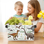 Personalised Multicolour Dinosaur Pattern Storage Basket with Name Daily Use Nursery Decor Birthday Gift for Dinosaur Lovers Kids