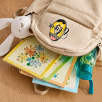 Gepersonaliseerde rugzak van veelkleurig corduroy met cartoon-initiaal en naam – voor dagelijks gebruik, terug naar school, verjaardagscadeau voor kinderen en peuters