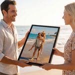 Personalized Summer Vacation Photo Commemorate Framed Canvas Print with Name Home Decor Ship from USA Anniversary Gift for Couple