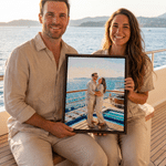 Personalized Summer Vacation Photo Commemorate Framed Canvas Print with Name Home Decor Ship from USA Anniversary Gift for Couple