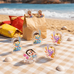 Personalized Cute Cartoon Diving Kids Clear Acrylic Clip with Name Set of 2 Daily Use Summer Vacation Birthday Gift for Kids