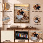 Personalized Summer Vacation Photo Commemorate Framed Canvas Print with Name Home Decor Ship from USA Anniversary Gift for Couple