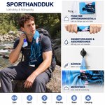 Personlig snabbtorkande sporthandduk med tryckt namn och vandrarsilhuett absorberande med snodd för semester och friluftsliv