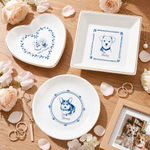 Plato decorativo de cerámica personalizado con foto de mascota, estilo porcelana azul y blanca, con nombre; regalo de cumpleaños o conmemorativo para los amantes de las mascotas
