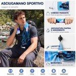 Asciugamano sportivo in microfibra personalizzato con nome e sagoma di escursionista, con laccetto - Regalo per amanti di trekking
