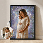 Personalized Modern Oil Painting Style Pregnancy Photo Canvas Prints with Name Home Wall Decor Ship from USA Birthday Gift for Pregnant Woman New Mom