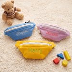 Personalised Embroidery Name Colourful Canvas Kids Crossbody Waist Bag Daily Use Children's Day Birthday Gift for Boys Girls