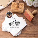 Sello de madera personalizado con cara de mascota y texto decoración de invitaciones regalo de boda para recién casados y amantes de mascotas