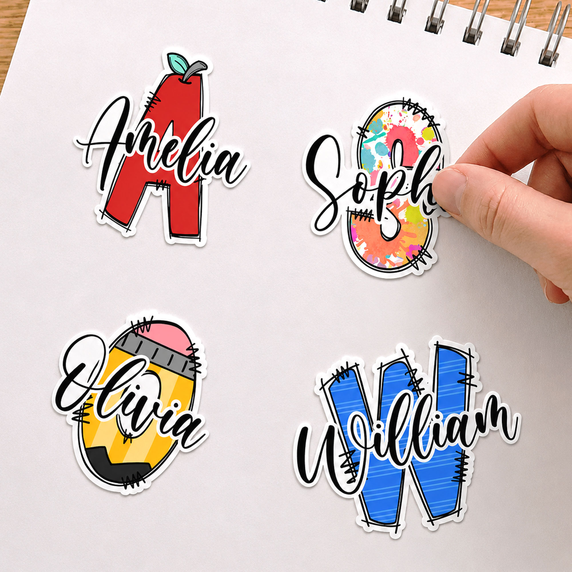 Personalisierte, wasserfeste Apple Pencil-Aufkleber mit Initialen und Namen – für den täglichen Gebrauch, als Geschenk zum Schulanfang oder zum Geburtstag für Schüler und Kinder