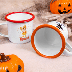 Personalized Pumpkin Ghost Cartoon Character 12 oz Enamel Mug with Name Daily Use Halloween Gift for Kids