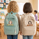 Personalised Cartoon Character Multicolour Corduroy Backpack with Name Daily Use Birthday Back to School Gift for Kids Toddlers