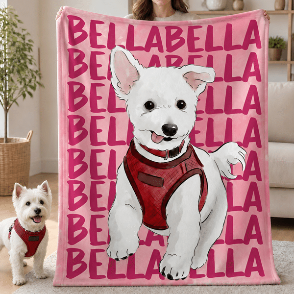 Personalized Watercolour Style Pet Photo Soft Throw Blanket with Name Home Decor Birthday Pet Memorial Gift for Pet Owners Lovers