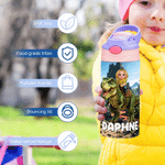 Personalized Fantasy Unicorn Dinosaur 12 oz Insulated Water Bottle with Name Back to School Birthday Gift for Kid