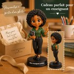 Figurine 3D personnalisée avec photo et texte - Décoration de bureau originale - Cadeau pour la Journée des enseignants ou la rentrée