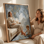 Personalized Modern Oil Painting Style Pregnancy Photo Canvas Prints with Name Home Wall Decor Ship from USA Birthday Gift for Pregnant Woman New Mom