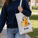 Personalised Notebook Trophy Cartoon Pattern Design Canvas Bag with Name Daily Use Back to School Teacher's Day Gift for Teachers