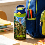 Personalized Fantasy Unicorn Dinosaur 12 oz Insulated Water Bottle with Name Back to School Birthday Gift for Kid