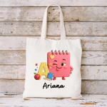Personalised Notebook Trophy Cartoon Pattern Design Canvas Bag with Name Daily Use Back to School Teacher's Day Gift for Teachers