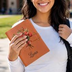 Personalised Oil Painting Style Birth Flower PU Leather A5 Notebook Cover with Name Daily Travel Use Birthday Gift for Women Writers Artists