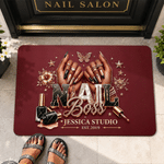 Felpudo antideslizante personalizado de estilo lujoso con diseño de uñas, con título, nombre, año, taller, decoración de salón de manicura, aniversario y regalo de cumpleaños para artistas de las uñas