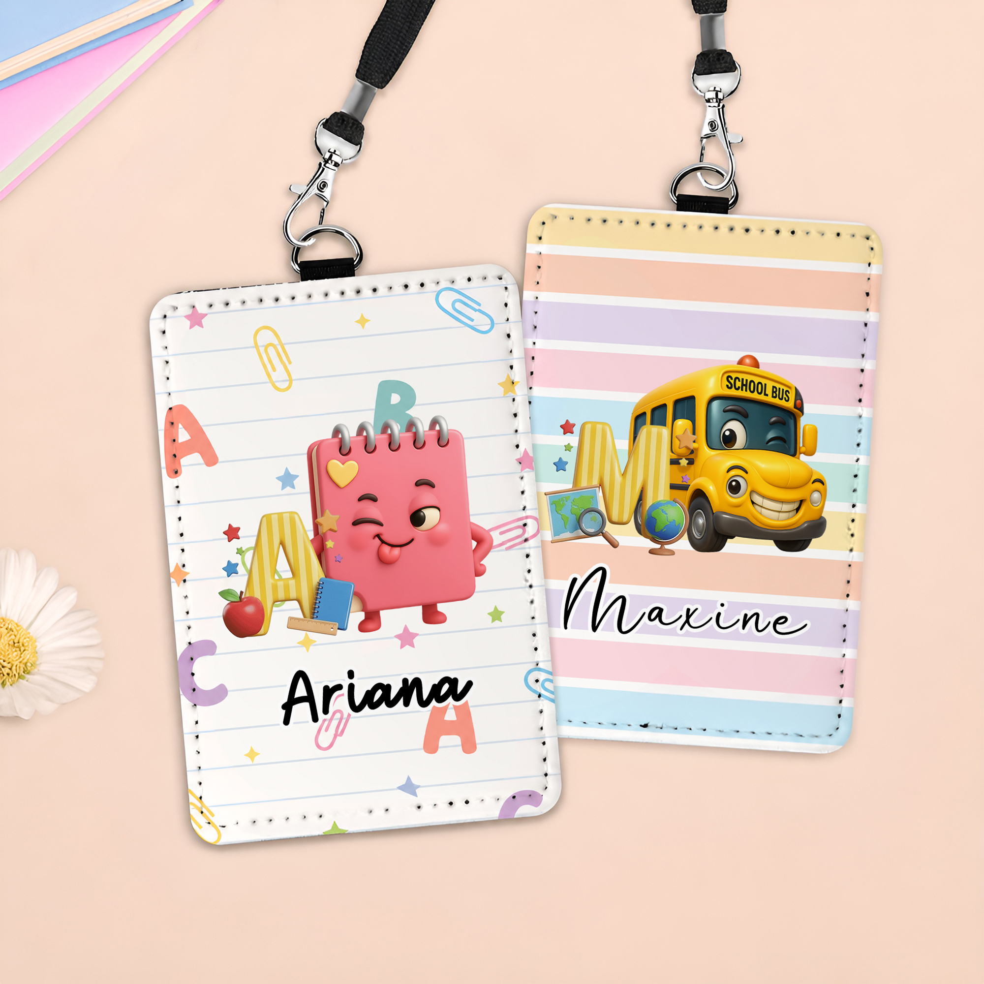 Personalisierter Bleistift im Lehrer-Design – Ausweishalter aus PU-Leder mit Namensschild – Geschenk zum Lehrertag und zum Schulanfang für Lehrer