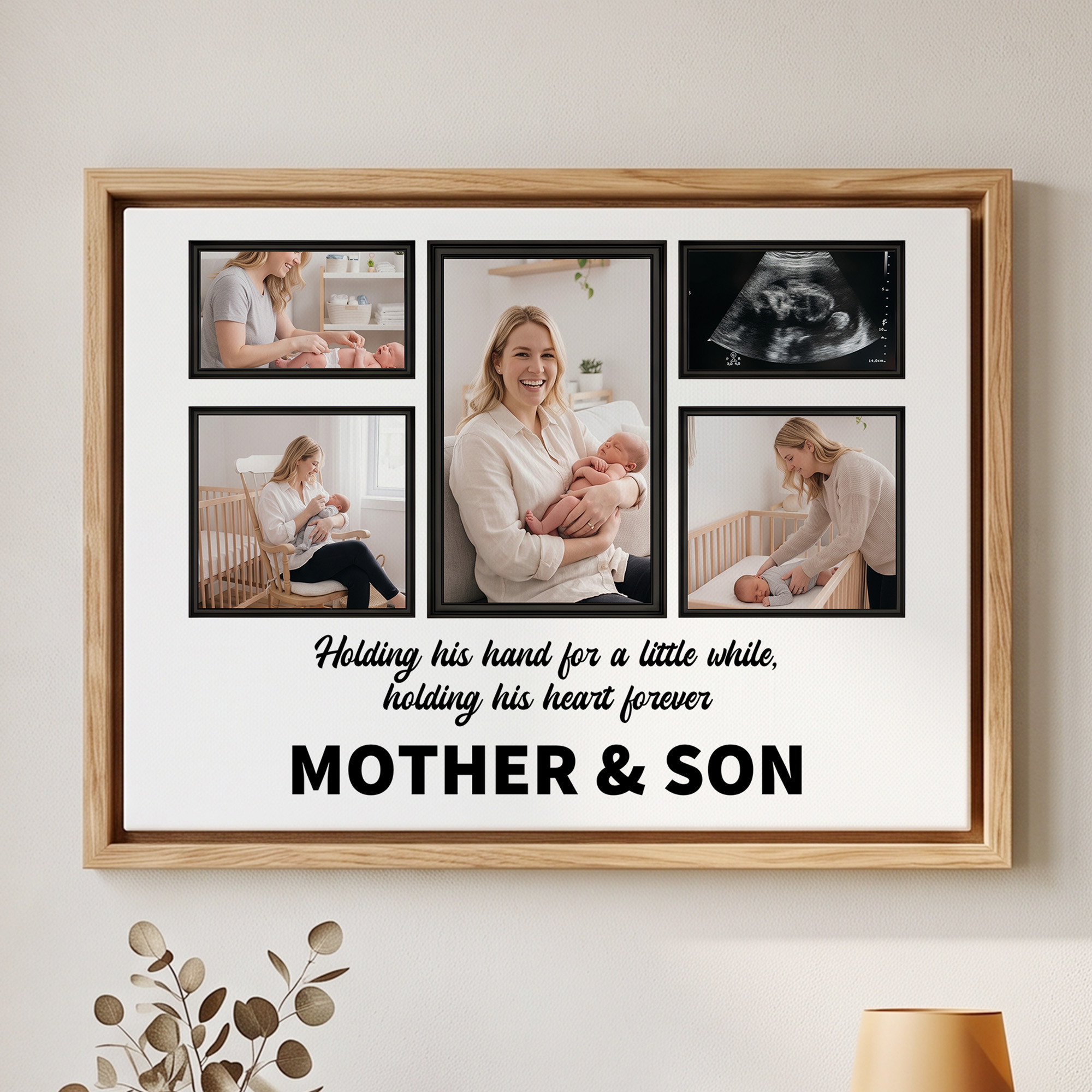 Personalisierte Fotocollagen mit herzlichen Botschaften Leinwanddrucke – Wohnzimmerdeko Vatertag Muttertag Geschenk für Familie frischgebackene Eltern