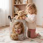 Individuell gestalteter, wasserfester Wäschekorb im Ölgemälde-Stil mit Namen – Raumdekoration und Geburtstagsgeschenk für Kinder, Jungen und Mädchen