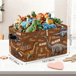 Personalised Multicolour Dinosaur Pattern Storage Basket with Name Daily Use Nursery Decor Birthday Gift for Dinosaur Lovers Kids