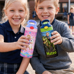 Personalized Fantasy Unicorn Dinosaur 12 oz Insulated Water Bottle with Name Back to School Birthday Gift for Kid