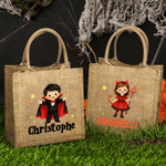 Personalized Halloween Cartoon Character Large Tote Bag with Name Halloween Party Gift for Kids