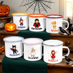 Personalized Pumpkin Ghost Cartoon Character 12 oz Enamel Mug with Name Daily Use Halloween Gift for Kids