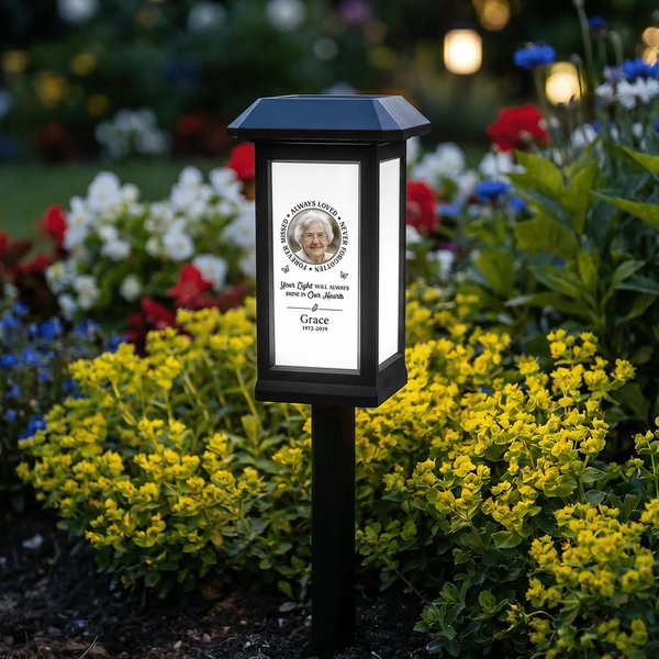 Personalized Forever in My Hearts Waterproof Photo Solar Garden Light with Name and Year Garden Decor Memorial Sympathy Gift for Family Friend